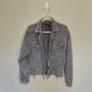 Vici Grey Corduroy Distressed Jacket
